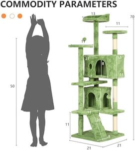 Arbre à chat de luxe écologique avec griffoir en sisal, grande maison en bois et peluche pour chat - Product Image 2