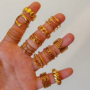 Anillos de Acero Inoxidable con Baño de Oro de 18K, Diseño de Corazón, al por Mayor, para Compromiso y Boda, Apilables, para Mujer - Product Image 1