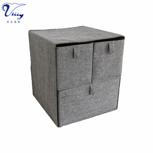 Fabric Storage Drawer Organizer Sets Folding Linen Fabric Storage Box Clever Cube <strong>Insert</strong> 4pcs Per Set W/2 Tier and 3 Drawers - Product Image 1