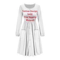 Robe décontractée imprimée pour femme, coupe ample, à manches longues, boutonnée, longueur genou, en tissu élastique respirant, idéale pour le dropshipping