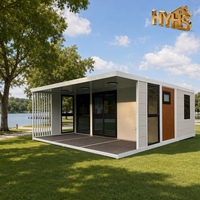 Module de jardin préfabriqué 40 pieds, maison conteneur extensible et respirante, terrasse WPC, structure en acier galvanisé, isolée, 2 chambres, 1 maison