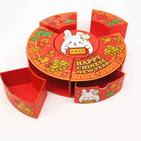 Boîte Cadeau Rigide de Luxe Personnalisée avec Logo, Vente en Gros, Boîte Tiroir Rotative Ronde pour Bonbons, Emballage Alimentaire de Qualité pour le Nouvel An Chinois