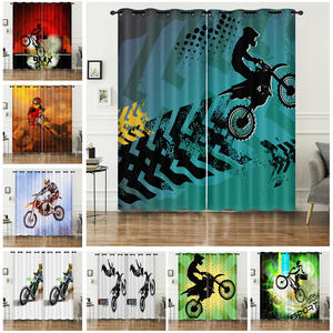 Rideau occultant imprimé en 3D avec motif de moto et de voiture volante, <span class=keywords><strong>pour</strong></span> <span class=keywords><strong>chambre</strong></span> <span class=keywords><strong>d</strong></span>'adultes et <span class=keywords><strong>d</strong></span>'enfants, rideau séparateur, 100% fibre de polyester, style moderne - Product Image 2