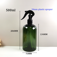 Bouteille vide en plastique PET de forme Boston, 300 ml et 500 ml, ambre et verte, réutilisable, pour parfum, nettoyant, alcool, avec pulvérisateur à pompe, sérigraphiée