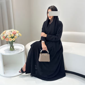 Chiffon Jacquard Open Top Abaya Set Unlined Semi Transparent Elegant Traditional Suitable All Seasons Modest Long Sleeve - Product Image 1