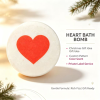 Bombe de bain romantique à l'imprimé cœur rouge, boule effervescente hydratante pour le spa, cadeau de Noël ou de la Saint-Valentin, fabrication OEM disponible