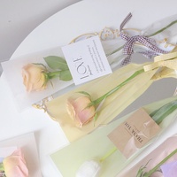 Kemasan Bunga Aierflorist Macaron Warna Solid untuk Satu Tangkai Bunga, Tas Kemasan Festival Mawar Satu Ranting, Perlengkapan Bahan Bunga