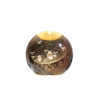 Vente en gros 60mm K9 boule de cristal affichage LED veilleuse rechargeable 5V blanc chaud batterie 3D Laser gravé univers série maison