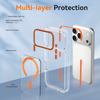 Coque transparente antichoc avec boutons métalliques magnétiques et protection caméra pour iPhone 17 18 Pro Max – Vente en gros