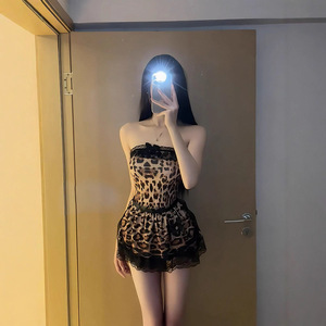 Sexy lingerie, lace, leopard print, catwoman, innocent and seductive maid uniform, tempting cook, maid, passionate bed set - Product Image 4