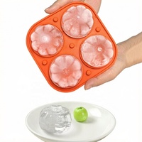 Moule à glaçons en silicone de qualité alimentaire, forme citrouille, grille à glaçons pour whisky, jus, crème glacée, plateau à glaçons en silicone à 4 cavités