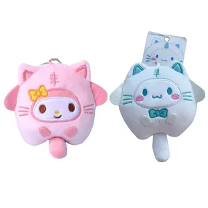 Cute Sanrio Kuromi Cat Dumpling Plush Pendant Purin Dog Soft Stuffed Plushie Figure Doll Cinnamoroll Hello Kitty