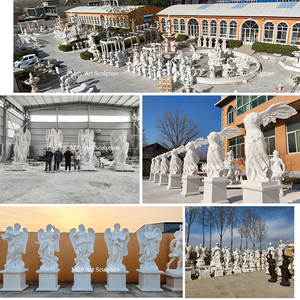 Statue d'ange en marbre <span class=keywords><strong>blanc</strong></span> sculptée à la main par MILY, taille réelle, grande sculpture en <span class=keywords><strong>pierre</strong></span> naturelle pour jardin extérieur, parc, villa, aménagement paysager - Product Image 5
