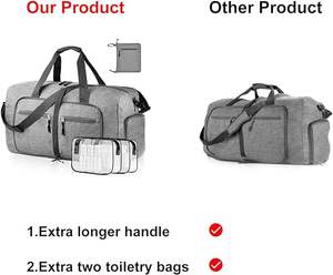 Bolsa de lona de fin de semana de gran capacidad con letras rosas Bolsa de deporte de gimnasio de corta distancia Tipo de cierre de cremallera - Product Image 2