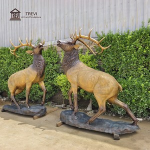 Statues d'élans en <span class=keywords><strong>bronze</strong></span> grandeur nature TREVI (paire) |   Sculpture de faune en fonte à la cire perdue pour projets immobiliers, ranchs et aménagements extérieurs - Product Image 4