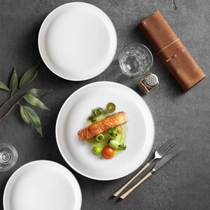 Moderno piatto rotondo in porcellana con Logo personalizzato vassoio in ceramica smaltata per alimenti per la casa per matrimoni alberghi - Product Image 5