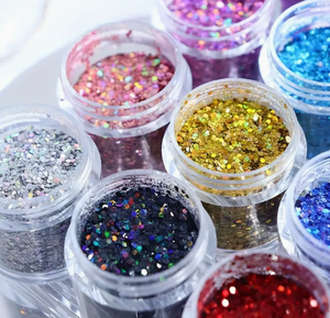 Nhà Máy Số Lượng Lớn Lấp Lánh Sáng Bóng Hỗn Hợp Long Lanh 2Oz Shaker Chai Chunky Móng Tay Chunky Long Lanh Số Lượng Lớn Cho Giáng Sinh Trang Trí Nội Thất - Product Image 1