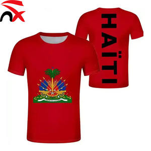 Venta al por mayor Bandera de Haití ropa camiseta de manga corta personalizada bandera haitiana camiseta con escote redondo - Product Image 4