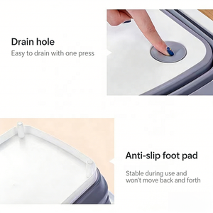 Planche à découper pliable multifonction 3-en-1 en plastique, panier de lavage et de rangement pour fruits et légumes avec trou de drainage pour la cuisine domestique - Product Image 2