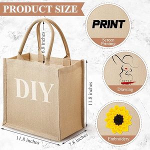 ถุงผ้ากระสอบป่านแบบใช้ซ้ำได้สำหรับใส่ของช้อปปิ้ง - Product Image 2