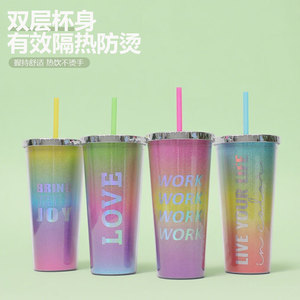 Shang Kou Ai 24oz Double Wall Plastic <b>Cup</b> Electroplated <b>Lid</b> <b>Reusable</b> Water Bottle Party Gift - Product Image 2