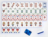 Ensemble de Mahjong Américain de Luxe Moderne en Marbre Bleu, 160 Tuiles, Design Pagode Chinoiserie, Acrylique Bicolore, Jeu Complet, Cadeau