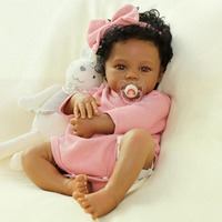 Poupée Reborn Afro-Américaine Noire de 19 Pouces, Peau Foncée Réaliste, Nouveau-né, Bébé, Peinte à la Main, Effet Naturel, Cadeau de Collection