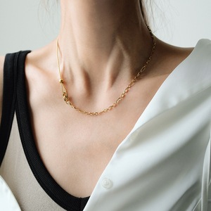 Collar de cadena circular con cuentas entrelazadas estilo <span class=keywords><strong>BF</strong></span> para parejas, joyería de acero inoxidable que no se deslustra, regalo diario o de aniversario - Product Image 1