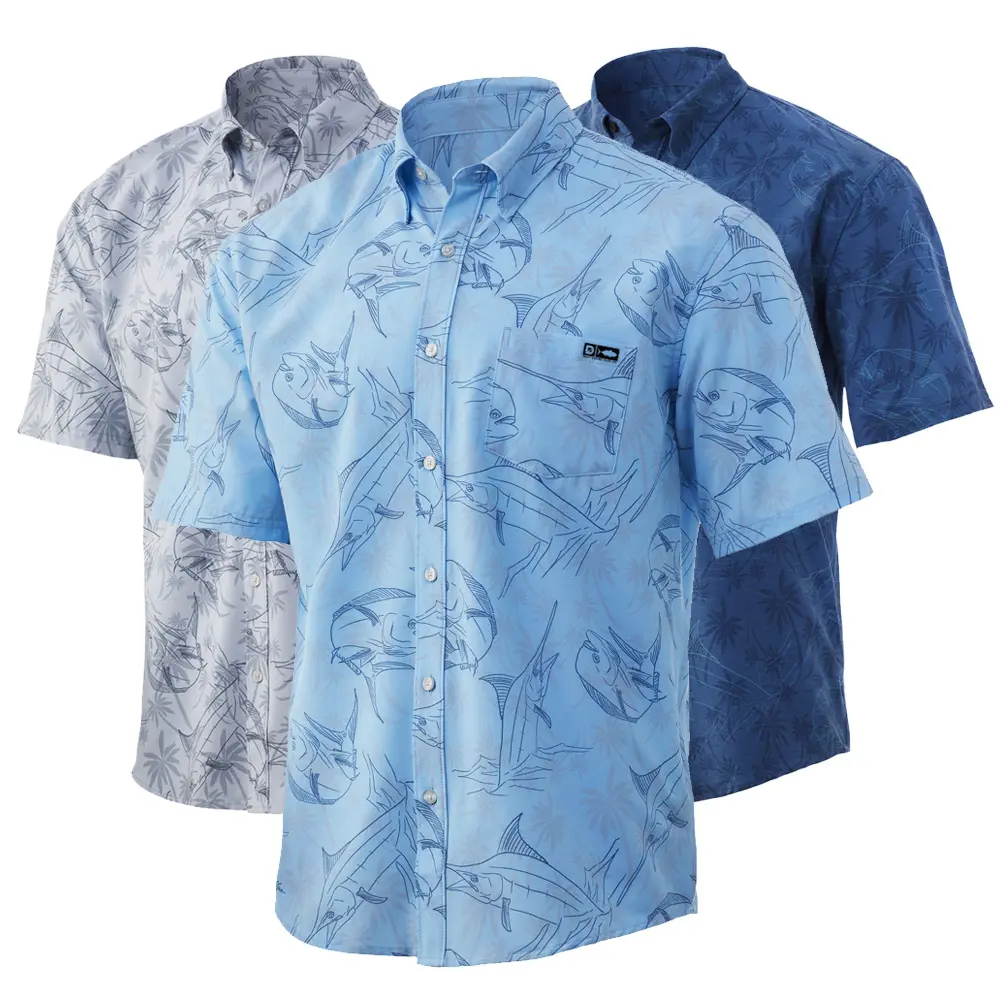 Мужская рубашка UPF50 + на пуговицах из полиэстера, цветная уличная одежда для рыбалки, пляжные рубашки с защитой от УФ-лучей, рубашка для рыбалки