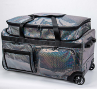 Valise de danse roulante durable, sac de maquillage, housse en PU, fermeture étanche avec roulettes pour les voyages et un rail pour vêtements