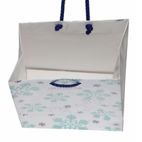 Emballage personnalisé bleu blanc pour cosmétiques, 50 pièces, petit sac cadeau en papier revêtu, pour emballer le maquillage