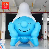 Khổng Lồ Quảng Cáo Tùy Chỉnh Inflatable Thiết Kế Phim Hoạt Hình Động Vật Linh Vật Màu Xanh The Smurfs Mô Hình Cho Các Sự Kiện