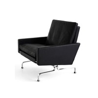 Ensemble de canapés modulaires minimalistes série PK31 en cuir aniline noir et chrome pour appartement, maison et usage commercial