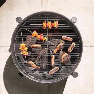 Brasero Independiente con Parrilla para Asar, Acero Negro Resistente al Calor, Detalles en Cobre, Palo para Leña, para Jardín y Patio - Product Image 3