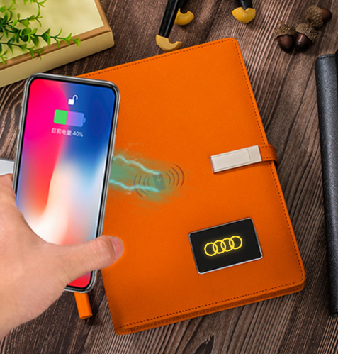 Wholesale In Stock Business Gift Fast Charging 8000/10000mAh Power Bank with Leather Cover USB PU Loose-leaf Organizer Notebook