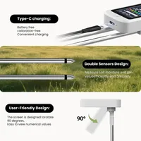 Testeur de sol 6-en-1 rechargeable, moniteur de sol de jardin avec mesure de l'humidité, du pH, de la température (en degrés Celsius), de la luminosité et de la fertilité