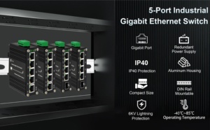 Mini Industrial 5-Port Gigabit Ethernet Switch DIN-Rail / Wall-mount IP40 <strong>Camera</strong> Aluminum <strong>Cheap</strong> - Product Image 5