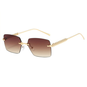 Rimless Square <b>Sunglasses</b> <b>Gradient</b> Lens UV400 Women Retro Style Sun Protection Adult Fashion - Product Image 1