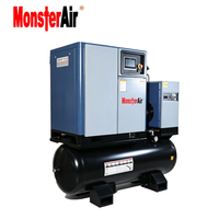 Compresseur d'air rotatif à vis silencieux 4-en-1 intégré, mini, 7,5 kW, 8 bars, 10 bars, 13 bars, avec moteur VSD stationnaire