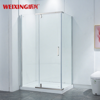 Salle de bain de haute qualité Pivot porte de douche encadrée aluminium acier inoxydable verre trempé Rectangle salle de douche