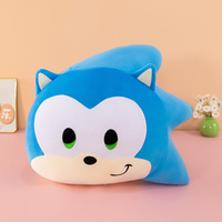 Coussin décoratif personnalisé avec logo, peluche hérisson souriant bleu Sonics, jouet en peluche, poupée, coussin de canapé, vente en gros