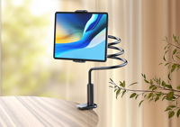 Support universel flexible pour tablette et téléphone, compatible iPad, avec pince longue, support paresseux, flexible et pliable, en métal épaissi et ABS, personnalisable