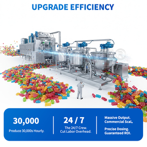 Venta caliente de fábrica de alta eficiencia completamente automático pequeño depositador de caramelos de gelatina gomosa que hace la máquina línea de producción - Product Image 3