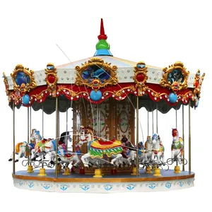 Gold color luxury style amusement park rides kids carousel from China for sale