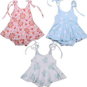 OEM/ODM Top de Verano para Niñas con Tirantes Ajustables, Estampado de Leopardo, Peplum con Cordón, de Algodón RIB Tejido con Efecto Burbuja y Frenulum Toller - Product Image 2