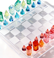 Ensemble d'échecs en acrylique de luxe personnalisé - Table d'échecs et plateau de backgammon, design transparent mat pour cadeaux d'affaires, décoration de bureau