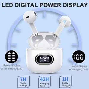  Huien Bluetooth Hoofdtelefoon Ipx7 Waterdichte In-Ear Oordopjes Led Power Display Oortelefoons Met Microfoon Voor Tv Smart Phone Laptop Sport