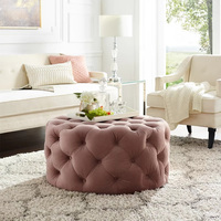 Pouf Ottoman Chesterfield Rond de Haute Qualité, Canapé-Chaise de Salon, Tabouret en Velours