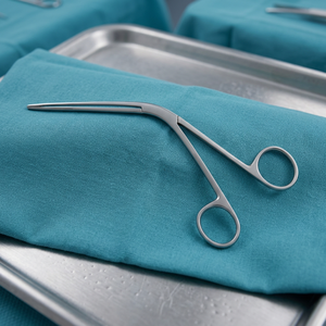 Pinces auriculaires courbées en acier inoxydable, instrument chirurgical manuel d'hémostase ORL avec poignées annulaires, certifié ISO13485 - Product Image 4