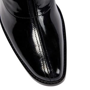 Botas largas de invierno con <span class=keywords><strong>media</strong></span> cremallera lateral de tacón de aguja de charol negro brillante para mujer botas por encima de la rodilla <span class=keywords><strong>hasta</strong></span> <span class=keywords><strong>el</strong></span> <span class=keywords><strong>muslo</strong></span> - Product Image 6